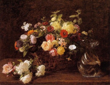 花のバスケット アンリ・ファンタン・ラトゥールの花 Oil Paintings